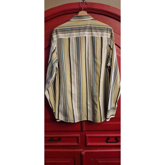 Kenneth Cole NY Size Large Men Dress Shirt Button Down Turquoise Yellow Gray EUC - Picture 2 of 4